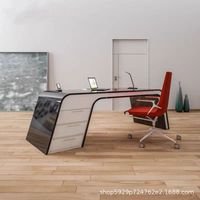 Ensemble de bureau et chaise moderne en mélamine rouge, modulaire et personnalisable, table de travail pour manager, usage commercial