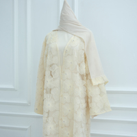Nouvelle Abaya de luxe faite à la main à Dubaï, dentelle texturée, perles florales, cardigan perlé, Abaya pour femmes musulmanes, robes modestes, ensemble de 3 pièces