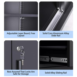 Armadio in Acciaio per Ufficio, Armadietto Metallico per Archiviazione, Armadio in Ferro a 2 Ante con 4 Ripiani Regolabili - Product Image 3