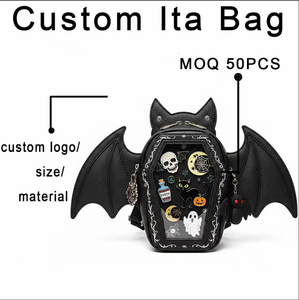 Sac à bandoulière Ita Bolsa personnalisé en forme d'aile de chauve-souris gothique avec fenêtre transparente en TPU, idéal pour l'affichage de badges d'Halloween, parfait pour les fêtes à thème cosplay - Product Image 6