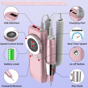 Máquina de manicura recargable de 45000 RPM, juego de limas de uñas portátiles, envío desde EE. UU. - Product Image 4