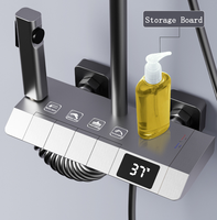 Nouveau LED thermostatique quatre fonctions pluie douche ensemble pistolet gris blanc Smart Douche Piano bouton Jet Fine laiton robinets numériques