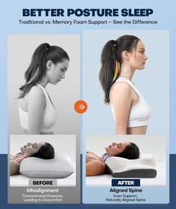 Oreiller cervical approuvé par un médecin, oreillers de sommeil latéraux à contour ergonomique, oreiller orthopédique de refroidissement pour le soutien du soulagement de la douleur, - Product Image 3