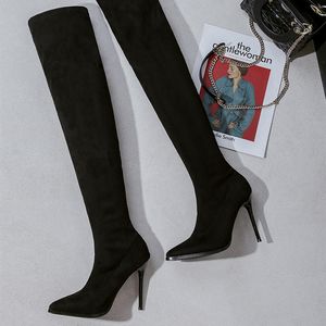 Botas elásticas para mujer, de Punta puntiaguda, tacón fino, hasta la rodilla, para club nocturno, a la moda, europea y americana - Product Image 6
