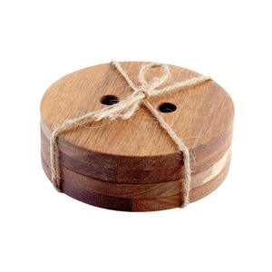 Jeu de sous-verres personnalisés en bois d'acacia et en noyer noir, quatre pièces, tapis de tasse à isolation thermique carré avec gravure laser - Product Image 3