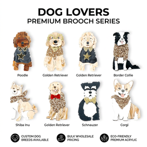 Serie de Broches Acrílicos de Razas de Perros: Textura de Pelo de Mármol Premium, Brillo Dorado, Bandana, Corgi, Poodle, <span class=keywords><strong>Shiba</strong></span> <span class=keywords><strong>Inu</strong></span> - Venta al por Mayor B2B - Product Image 6