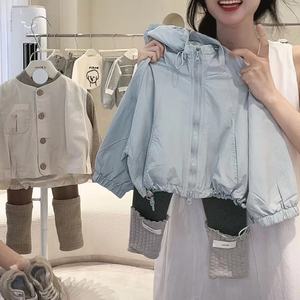 Child Star Circle Girls' Hooded Windbreaker Jacket Set Loose Fit Spring Autumn Casual Outwear Windproof Pants Set - Product Image 2