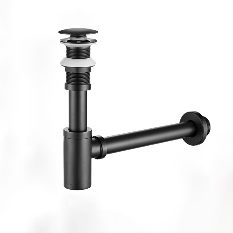 Tubo recto negro mate sin rebosadero