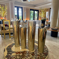 Vas Bunga Emas Stainless Steel 70/90cm Dekorasi Rumah Vas Lantai Mewah Penanam Emas Tahan Karat untuk Pernikahan