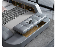 Modernes, schlichtes Leder-Doppelbett mit intelligenter Multifunktionsmassage, Projektor und Stauraum – Hotel-Sex-Queen-Bett
