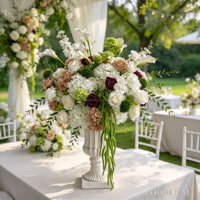 Boule de fleurs artificielles rose et blanche de haute qualité en gros, centre de table avec verdure pour la décoration de table de mariage et les événements festifs