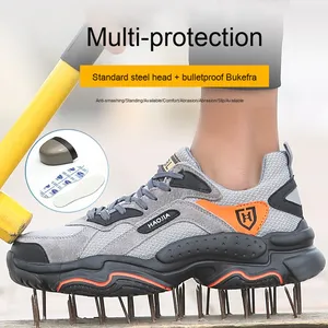 Chaussures de travail pour hommes, chaussures de sécurité anti-écrasement, anti-perforation, chaussures indestructibles, respirantes, confortables, avec protection des orteils en acier - Product Image 5