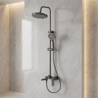 Ensemble de douche moderne gris anthracite 3 fonctions avec rotation à 180 degrés pour robinets de bain