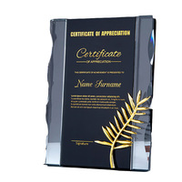 Plaque en cristal noir et bleu personnalisée MH-NJ0214