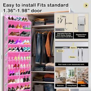 Over The Door <b>Shoe</b> Organizer 20 Pockets Pink Heavy Duty Oxford Fabric With Hexagon Mesh For Boots And <b>Shoes</b> <b>Storage</b> - Product Image 4