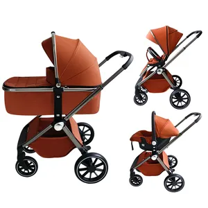 Luxury Baby Stroller 3 In 1 Set High Quality Travel System Pushchair For 0-3 Years Foldable Pram With Reversible Car Seat