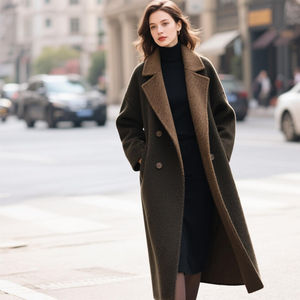 Automne hiver femmes lumière luxe haute qualité laine veste grande taille moyenne longue Trench manteau avec bouton décoration Offre Spéciale - Product Image 1