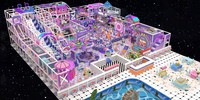 Équipement de terrain de jeux intérieur personnalisé pour enfants avec zone de jeux vidéo, labyrinthe, piscine à balles, toboggans et structures d'escalade