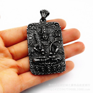 Yunnique – collier avec pendentif carré en acier inoxydable, zodiaque chinois, bœuf, tigre, bouddha gardien, bijoux à la mode unisexes - Product Image 2