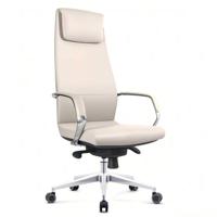 Chaise de patron moderne Chaise de bureau de direction inclinable confortable avec longue assise en cuir véritable pour l'étude à domicile