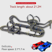 Circuit de Course Électrique à Grande Vitesse, Jeu de Pistes Slot pour Deux Joueurs, Kit de Course avec 2 Voitures, Pistes Longues en Boucle de 21,2 m pour Garçons