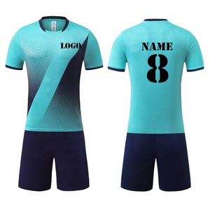 Ensemble d'uniformes de maillot de football de qualité op <span class=keywords><strong>Short</strong></span> de maillot de football thaïlandais blanc et bleu Kits de football d'équipe pour hommes bon marché - Product Image 6