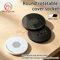 Prise de bureau encastrée ronde avec couvercle rotatif, prise UE, charge sans fil 15W, USB-A et USB-C 20W pour bureau et hôtel
