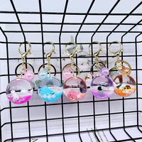 Populaire en plastique acrylique mignon lait thé tasse porte-clés flottant liquide bouteille porte-clés personnalisé