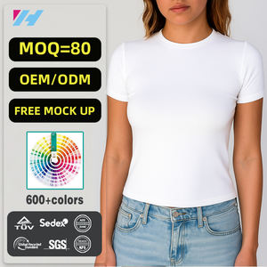 Fabricant Personnalisé Basique Y2K Vierge T-shirts de Luxe Blancs Coton T-<span class=keywords><strong>shirt</strong></span> Débardeurs Courts et Baby Tees pour Femmes - Product Image 1
