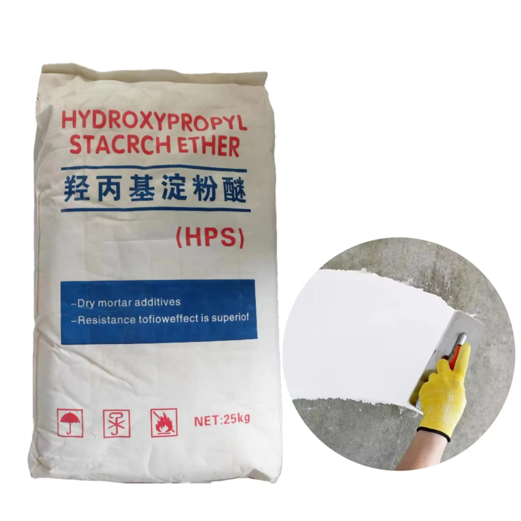 Pó de HPS do éter do amido hydroxypropyl para o pó interno e externo da massa de vidraceiro da parede CAS no. 9049-76-7