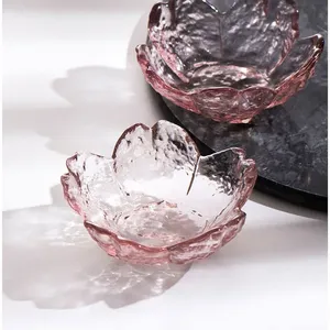Baru bunga sakura bumbu piring kaca kecil piring emas Nodic tatahan mangkuk saus untuk es krim buah Sala perlengkapan dapur - Product Image 4