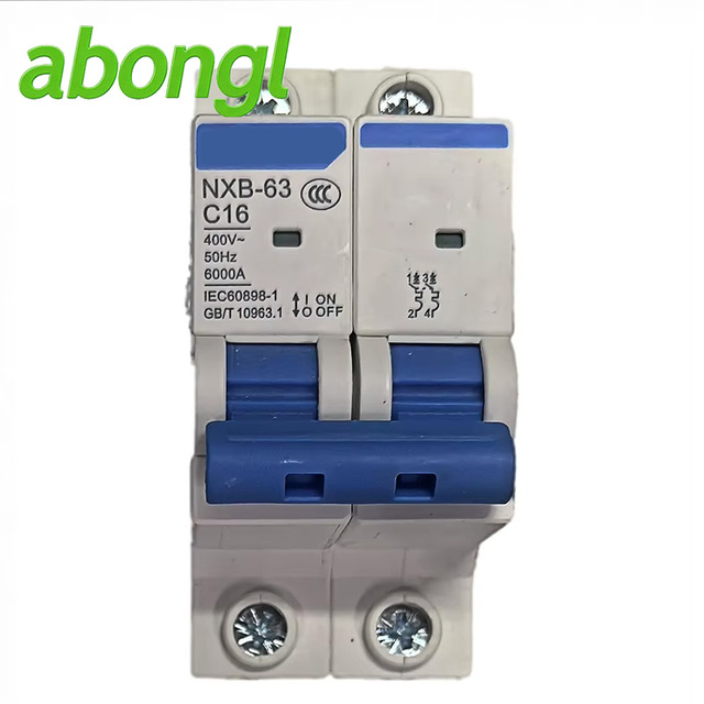 NXB Series Miniature Circuit Breaker PA66 Material 6-63A Capacity 6kA Breaking Capacity CE Certified Rail Mounting 2P  Abongl