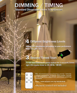 Juego de Árboles de <span class=keywords><strong>Abedul</strong></span> Iluminados de 4 pies, 6 pies y 8 pies con Luces LED Blancas Cálidas de 96/160/256 LED para Decoración Navideña de Exterior, Diseño Realista, Regulable - Product Image 4