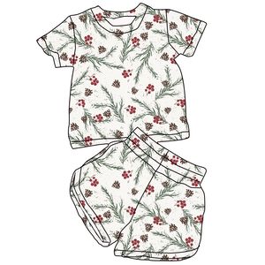 Venta al por Mayor de Conjuntos de Pijamas Cortos de Manga Corta con Estampado de Leopardo para Bebés Niñas, Poliéster/Algodón, Cómodos, Personalizados - Product Image 2