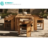 Ensemble de salle à manger élégant et moderne en alliage d'aluminium et bois de teck, chaise et table légères, durables, haut de gamme, pour cour extérieure