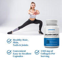 Capsules blanchissantes multi-collagène Lifeworth pour adultes (I II III V X) Mélange hydrolysé avec biotine et vitamine C pour éclaircir la peau