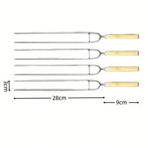 Al por mayor Brochetas de doble punta para barbacoa de acero inoxidable con mango de madera - Product Image 2