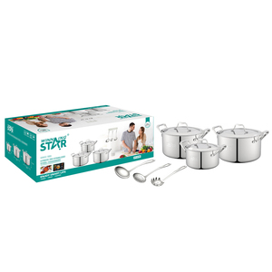Batterie de cuisine WINNING STAR en acier inoxydable ST-5100, <span class=keywords><strong>9</strong></span> pièces, finition miroir, ensemble de casseroles et marmites en acier inoxydable pour la cuisine - Product Image 1