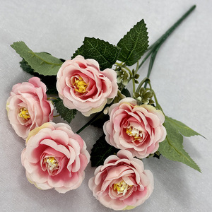 Bouquet Artificiale a 5 Rami con Rose Gialle a <span class=keywords><strong>Cuore</strong></span> di Riso, Realizzato a Mano, per Matrimoni, Fotografia e Decorazioni per la Casa - Product Image 6