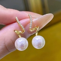 Boucles d'oreilles classiques à perle unique, grandes perles rondes, élégantes, pour femmes, mariages, usage quotidien, livraison rapide