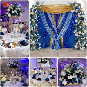 Suave boda azul flor Pilar soporte seda flor arco telón de fondo para impresionante boda fiesta Eventos Decoración - Product Image 5
