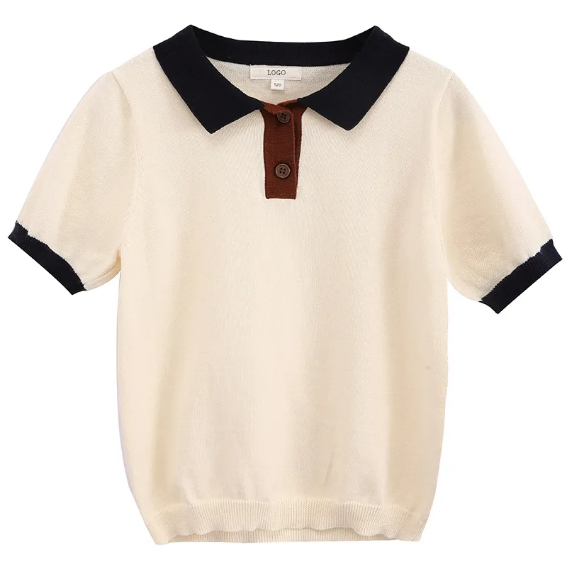 Jersey de punto personalizado para niños y niñas, suéter de punto, camisetas de manga corta, novedad