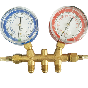 HF R410 a R32 R22 R404 R407 Set calibro doppio collettore di refrigerazione acciaio rosso e blu ottone placcato acciaio o ottone serie VAL - Product Image 4