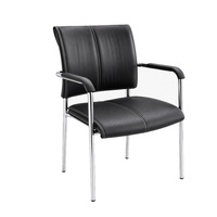 Chaise de conférence de bureau pour visiteurs, revêtement noir, structure chromée, chaise d'invité