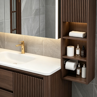 Ensembles de meubles-lavabos de salle de bain en bois de luxe avec vasque intégrée et meuble sous-vasque pour projets hôteliers, usine OEM ODM