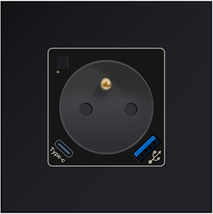 EU Industriesteckdose mit USB Typ-C 2.1A 2 Steckplätze 16A Grau PC-Panel 86x86mm Wandsteckdose <span class=keywords><strong>NOVSKI</strong></span> - Product Image 3