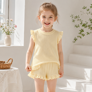 Completo Estivo per Bambina 2026 Nuovo Stile Sottile e Carino con Bretelle, Pantaloncini in Seta Ghiaccio, <span class=keywords><strong>Pigiama</strong></span> da Casa per Bambine - Product Image 2