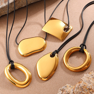 Gold Plated Stainless Steel Pendant <b>Necklace</b> 86cm Length 33.1mm Irregular Shape Unisex Jewelry Gift Classic Style - Product Image 3