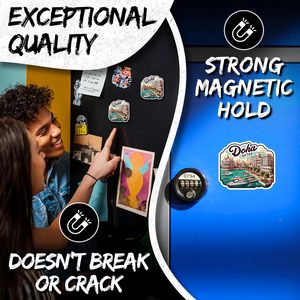 מגנטי דוחה קטאר 4 אינץ', זוג, מזכרת מטיילים מהמזרח התיכון, ויניל חזק, מזכרת מסין לקישוט מקרר/מטבח/משרד - Product Image 3