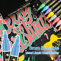 Ensemble de marqueurs à craie liquide pour fenêtre, couleur métallique scintillante, personnalisable avec étiquette privée, 1 mm, 3 mm, 6 mm, 10 mm, pour tableau noir et tableau LED